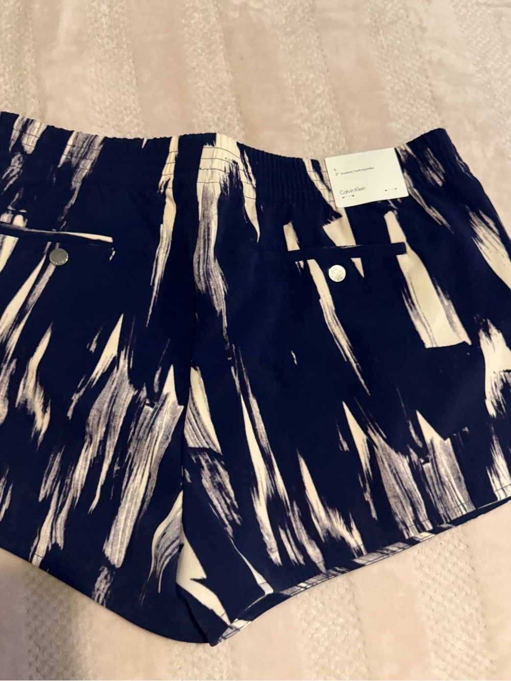 Calvin Klein Black and White Brushstroke Athletic Shorts